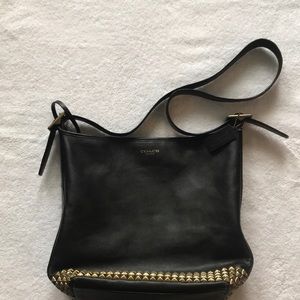 Coach Crossbody Bucket Handbag with Gold Studs
